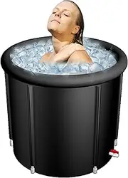 Ice Bath Tub for Athletes,Large Cold Plunge Tub Pool,Recovery Tub,Round Thick Inflatable Portable Ice Bath Tub for Adults, Ice Bath for Full Body Immersion (Color : Black, Size : 75x75cm/30x30in)