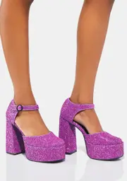 [Shellys London] Rage Pink Glitter Platform Heels