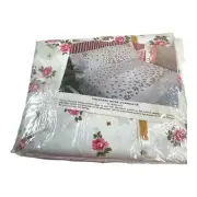 Vintage Springmaid Princess Rose Double Flat Sheet Pink And White 81 X108 NEW
