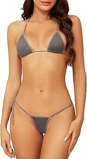 Dadress Extreme Sexy Mini Bikini Sets 2Pcs Swimwear G-String Bottom Swimsuit Micro Bikinis for Women