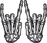 ECSiNG 2Pcs Skeleton Finger Patches Punk Rock and Roll Skull Finger Patch Cool Sew Iron on Patches Embroidered Patch Applique for Clothing Decorative Accessories