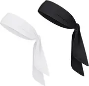 [FIVEGOGO] Head Ties Headband for Men & Women (2 Pack) Sport Headbands Adjustable Hair Band Scarf Wrap Bandana for Tennis Basketball Soccer Running Workout Yoga Gym Cycling Fitness Under Helmet Liner Headwear