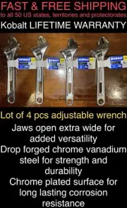 FREE SHIP(4pcs) Kobalt*Lifetime Warranty*Chrome Vanadium* 8” Adjustable Wrench