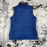 New Lands End Primaloft Vest Womens Size Medium Blue Full Zip Quilted