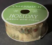Metallic Poly Nylon Christmas Tree Embroidered Ribbon 1.5 X 30 Feet Ribbon Wired