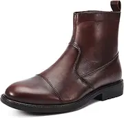 [Arkbird] Men's Chelsea Boots, Side Zip Leather Ankle Dress Boot Stylish Fashion Casual Shoes for Men, Coffee, 9