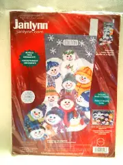 JANLYNN FAMILY REUNION SNOWMEN STOCKING CROSS STITCH KIT #003-0257