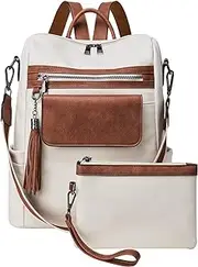 [CASEEK] Womens Backpack Purse Leather: Fashion Convertible Ladies Shoulder Bag Travel Women Backpack Purse with Wristlet