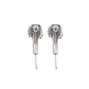 [Alessandra Rich] Alessandra Rich Crystal-embellished Fringed Earrings ONE SIZE SILVER/WHITE