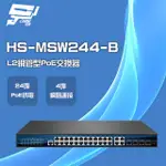 昌運監視器 昇銳 HS-MSW244-B 24埠 POE L2網管型 交換器 交換機