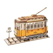 Robotime Rolife Vintage Retro Tramcar Modern DIY 3D Wooden Puzzle Mode