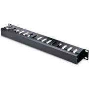 StarTech.com 1U Horizontal Finger Duct Rack Cable Management Panel with Cover - Cable Management Panel - 1U Rack Height x 19" Pa