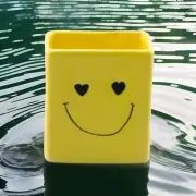 Smiley Face Square Ceramic Planter