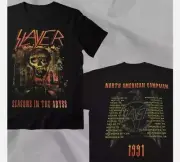 SLAYER BAND SEASONS IN THE ABYSS 1991 TOUR NORTH AMERICAN CAMPAIGN 2 Sided Tee