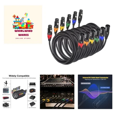 25ft XLR Cables 6 Packs - Color Coded Microphone Cables 3 Pin XLR Male to Fe...