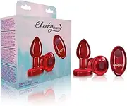 Cheeky Charms Red Rechargeable Vibrating Metal Butt Plug w Remote Small