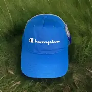 Champion Script Classic Baseball Cap Blue Hat Strapback Adjustable H8