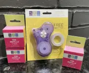 We R Memory Keepers Purple Tab Dispenser & 3 Box Of Refills-Adhesive Squares NIB