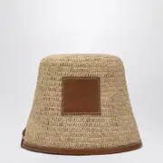 [JACQUEMUS] Bucket hat in raffia and leather 58 EU Brown