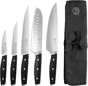 MasterChef Kitchen Knives with Blanket, Stainless Steel Kitchen Knife Set, Chef Knife Set, Santoku, Vegetables and More, Multifunctional, 5 Pieces, Silver, High Carbon