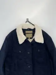 Jachs NY Stretch Corduroy Sherpa Lined Trucker Jacket In Navy New Sz Medium