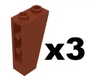 LEGO 3 New Reddish Brown Slope Inverted 75 2 x 1 x 3 Building Part 2449 RB02
