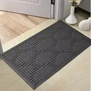Sturdy Front Door Mat, Absorbent Resist Dirt Welcome Door Mat 29" x 17" Grey