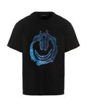 monongram smiley-print T-shirt XS Black
