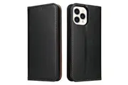 For iPhone 15 Pro Case Leather Flip Wallet Folio Cover with Stand Black
