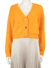 Orange Wool Knit Cardigan
