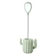 Rechargeable Flexible Lamp Cactus Shape with Pen Holder Creative 13 LED USB Touch Night Reading Light Eye Protective Lamp green