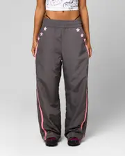 [ED HARDY] Ed Hardy Women's Nylon Sports Pant Grey/pink - Size M M Grey/Pink