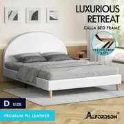 ALFORDSON Bed Frame Double Size Mattress Base Platform Leather White CALLA