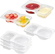Zalizr 6 Pack Double Compartment Condiment Containers, Portable Reusable Sauce Containers with Lids for Snacks, Dips, Takeout, Travel & Outdoor Use