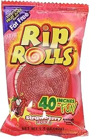 Rip Rolls Strawberry Sour Candy 40 g (Pack of 24)