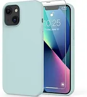 DEENAKIN iPhone 13 Mini Case with Screen Protector,Soft Flexible Silicone Gel Rubber Bumper Cover,Slim Fit Shockproof Protective Phone Case for iPhone 13 Mini 5.4" Mint Green