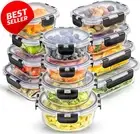 Glass Food Storage Containers, 12 Pack, Airtight, BPA-Free, Leak-Proof Meal Prep