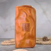 [DLUXCA] Retro Soft Leather Clutch Bag Men's Handbag Handmade Large-Capacity Business Zipper Wallet Long (Color : A, Size : 20 * 10 * 3cm)
