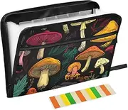 Quteprint 13 Pockets Expanding File Folder with Zipper Closure, Colorful Mushrooms Leaves Accordion File Folder with Sticky Labels, Letter Size A4 Papers Expandable File Document Organizer