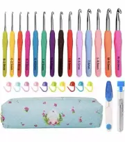 14 Sizes Crochet Hooks Set 2mm-10mm, Ergonomic, Extra Long, for Arthritic Hands