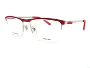 Police Reading Glasses Crossover 3 Red Silver Semi Rimless Readers VPL564 579