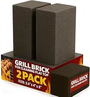 Heavy Duty Restaurant-Grade Grill Bricks for Cleaning Flat Top Grills | Durable, Reusable, and Chemical-Free Pumice Stone Cleaner for Griddles and BBQ Grates - Multiple Packs Available (2 Pack)