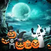 HOMCOM 7.5ft Halloween Inflatables Pumpkin Ghost Family, Blow Up Halloween Decor
