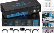 8K HDMI KVM Switch 2 Monitors 2 Computers Dual 8K 2 PC 2 Monitor Deep Blue