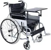 Lightweight Folding Wheelchair Portable Travel Transport Chair Aluminum Alloy Puncture Collision Manual Wheelchair w/Table and Handbrakes for Elderly Seniors and Disabled Users