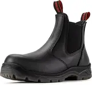 [SUREWAY] Men's Composite/Soft Toe Work Boots 6" Full Grain Leather Chelsea Slip On Working Boots for Men Static Dissipative Fire Station Mechanic Boots Size 7 8 9 10 11 12 13 Black, Black, 11