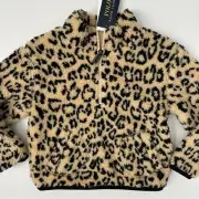 Polo Ralph Lauren Leopard Print Faux Sherpa Pullover Size 5 Little Girl