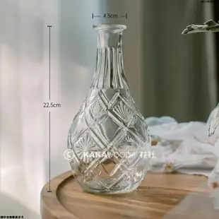 復古異域馬德里浮雕小花瓶 家居裝飾擺件 插花迷你玻璃瓶 水培植物透明容器 北歐風復古玻璃花瓶 時尚花器 乾