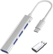 USB C 3.0 Hub 4 Port Type C to USB Mini Splitter Ultra-Slim Data Hub Portable Expander for Most Computer MacBook HP XPS and More USB or Type C Devices