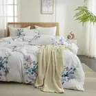Floral White Comforter Set King Size, Farmhouse King (104"x90") B#leaves